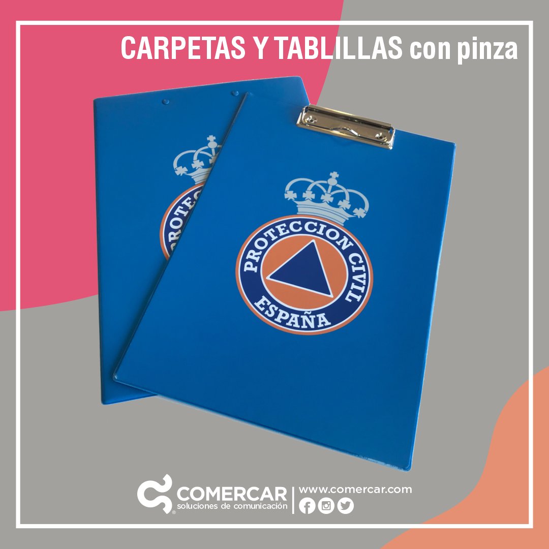 #Carpetas y #tablillas con pinza metálica para sujeción de hojas o #portabloc, resistentes y ligeras para poder escribir y tomar anotaciones sin apoyo.

#Comercar #SomosFabricantes #Comunicación #Publicidad #Marketing #Merchandising #Eventos #IFEMA #Aimfap #Promogift #Cprint