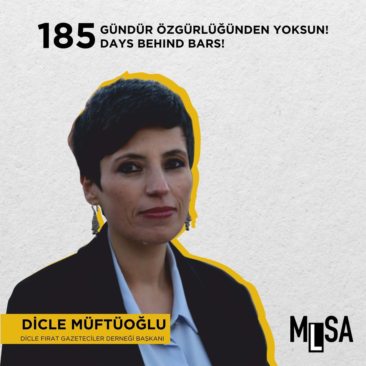 mlsaturkey's tweet photo. Journalists Dicle Müftüoğlu and Sedat Yılmaz have been behind bars for 185 days!  

#FreeDicleMüftüoğlu 
#FreeSedatYılmaz 
#JournalismIsNotACrime https://t.co/mp3bOXJqy1