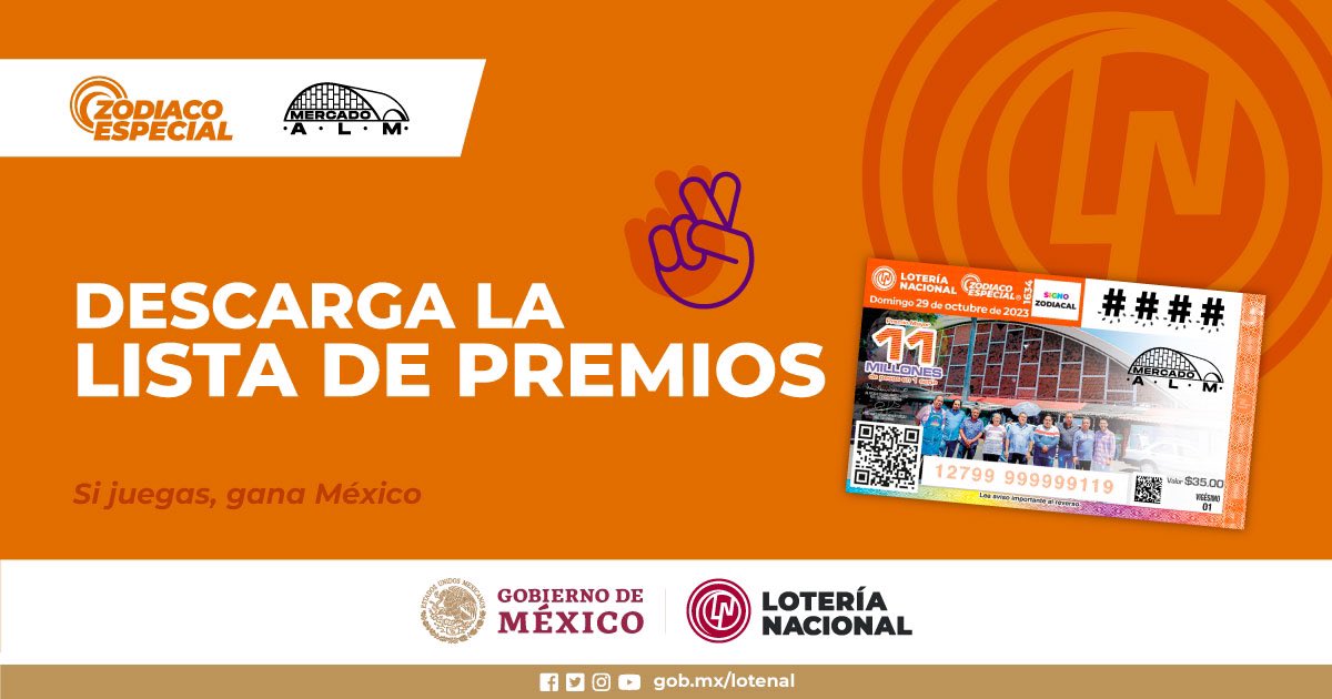 Ya puedes descargar la lista de premios del Sorteo Zodiaco Especial 1634.