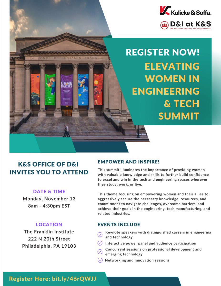 Rehab Robotics Lab (@pennrehabrobots) on Twitter photo K&S Elevating Women in Engineering & Tech Summit
November 13, 2023
Franklin Institute / Philadelphia, PA
Please visit: lnkd.in/eYjTKxKb K&S Elevating Women in Engineering & Tech Summit
November 13, 2023
Franklin Institute / Philadelphia, PA
Please visit: lnkd.in/eYjTKxKb