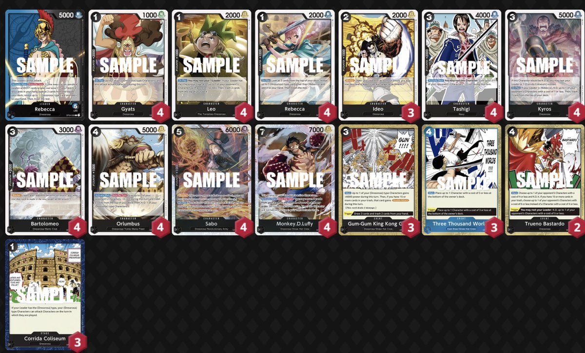OPtopdecks's tweet photo. 1st Place Oceania Regional, 340 players is Rebecca.
Other top-8 is 2WB, 2Kata, 1 Zoro, 2Law.
#onepiecetcg #onepiececardgame https://t.co/p2SmrES9r7