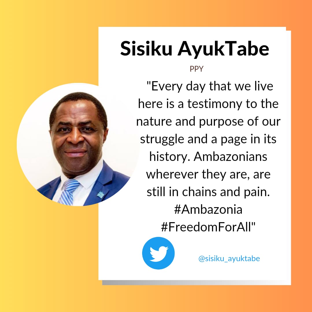 'Every day that we live here is a testimony to the nature and purpose of our struggle and a page in its history. Ambazonians wherever they are, are still in chains and pain. #Ambazonia #FreedomForAll'