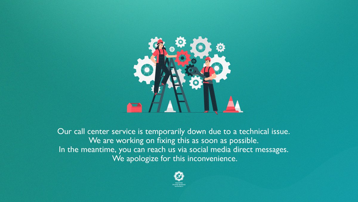 MIRAmaldives's tweet photo. Our call center service is temporarily down due to a technical issue. We are working on fixing this as soon as possible. In the meantime, you can reach us via social media direct messages. We apologize for this inconvenience. https://t.co/1YNlORRenn