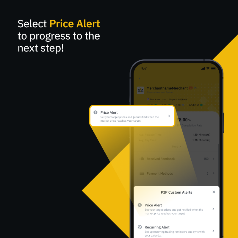 binance's tweet photo. Wondering how to set up price alerts on #Binance P2P?

Swipe to see how 👉