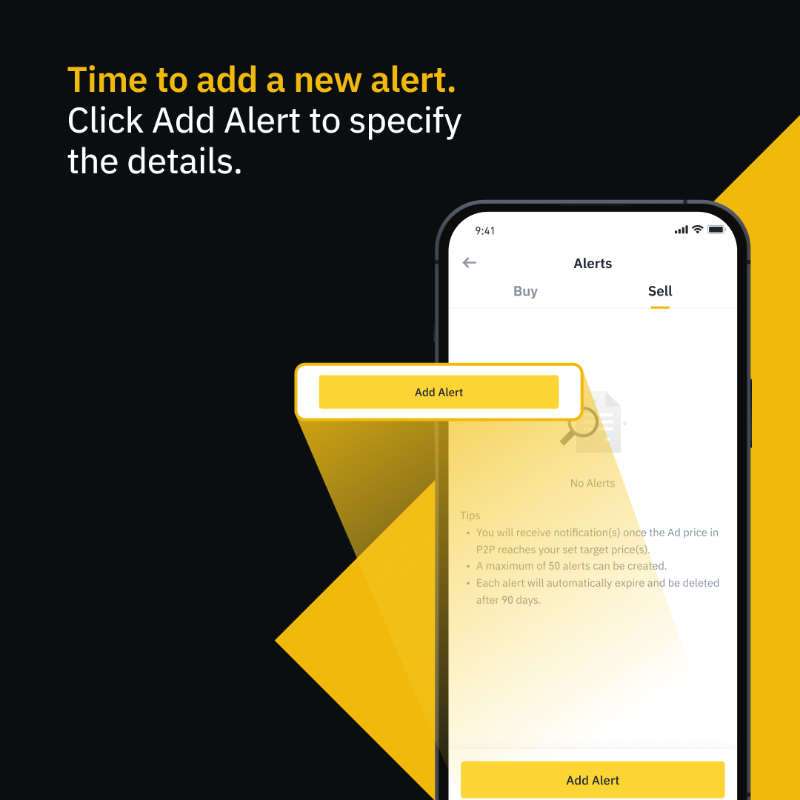 binance's tweet photo. Wondering how to set up price alerts on #Binance P2P?

Swipe to see how 👉
