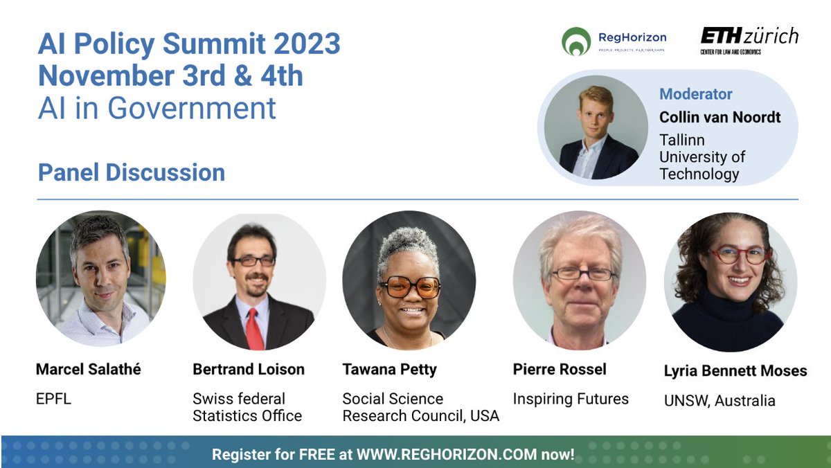 📣 Dive into "AI in Government" at the #AIPolicySummit2023! Featuring a world-class panel lineup. Explore the intersections of AI &amp; governance with us! Register for FREE👉 reghorizon.com/ai-policy-summ…