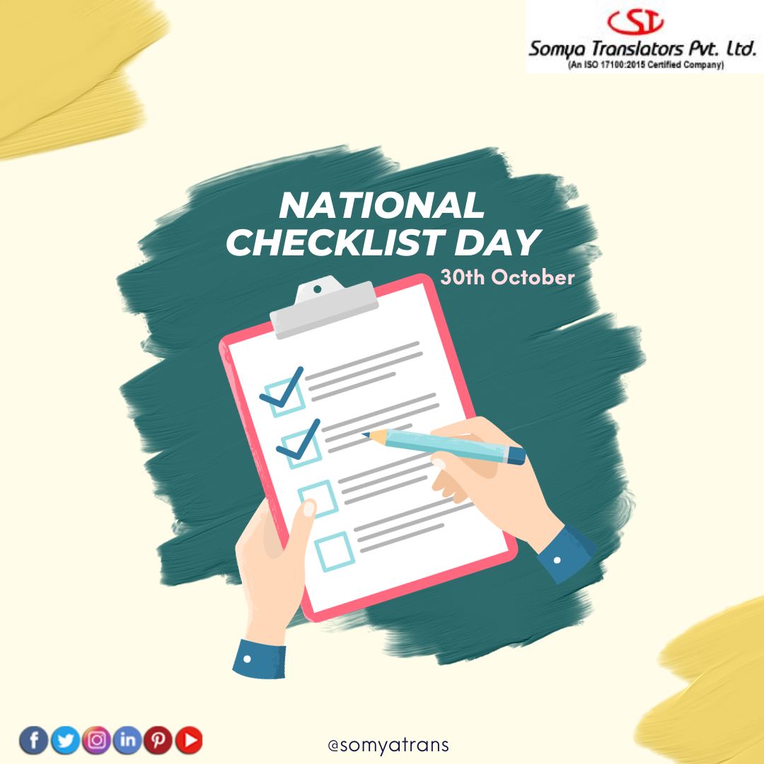 📋✅ Embrace #NationalChecklistDay! Stay organized, track project progress, and conquer tasks one checkmark at a time!

#ProductivityPower #checklistday #clientenquiry #analysis #preparation #translation #editing #proofreading #dtp #review #projectdelivery #languageservice