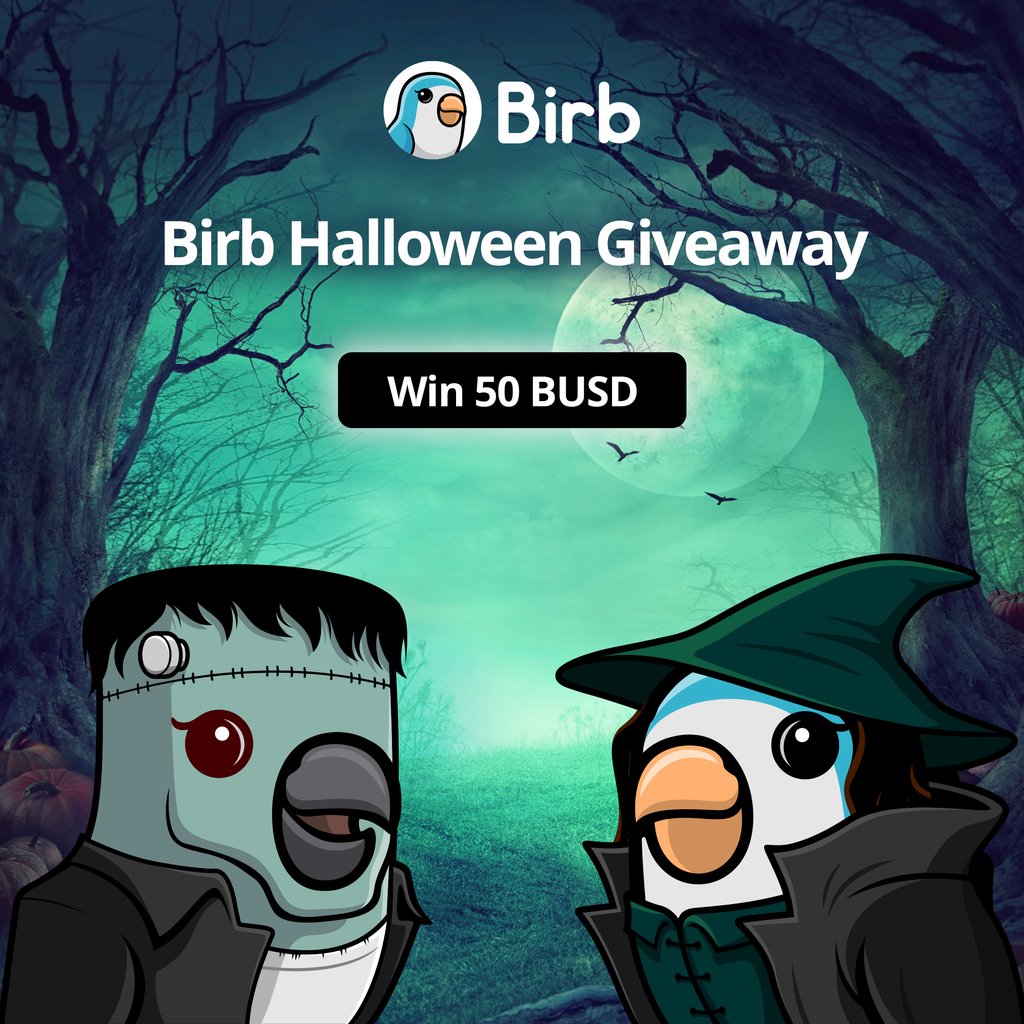 Draw or Craft a spooky Birb meme &amp; 5 winners get $10 BUSD! 🦜💰✨

🔥RULES🔥: 
1️⃣ Follow <a href="/BirbDefi/">BIRB</a> 
2️⃣ Like/Retweet ❤️
3️⃣ Post your Halloween Birb art in comments! 🎨👻

Winners Announced on Nov 2 @ 10pm US CT.🥳

#CryptoGiveaway #CryptoContest #GiveawayAlert #MemeContest $BIRB