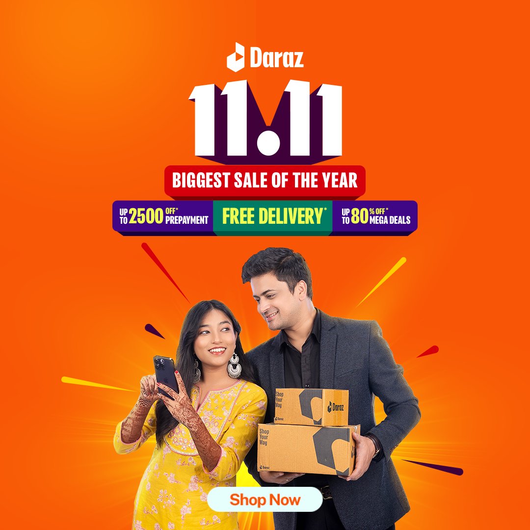 Daraz 11.11 I The Biggest Sale Of The Year I🤩
click.daraz.com.np/e/_CZqhLR

Enjoy free delivery*, up to 2500 off* with pre-payment, and save up to 80%* on Mega Deals during Daraz 11.11!🥳

#DarazNP #DarazNP1111 #BiggestSaleOfTheYear #Daraz1111 #DiscoverDaraz #KinauSabbaiDarazMai