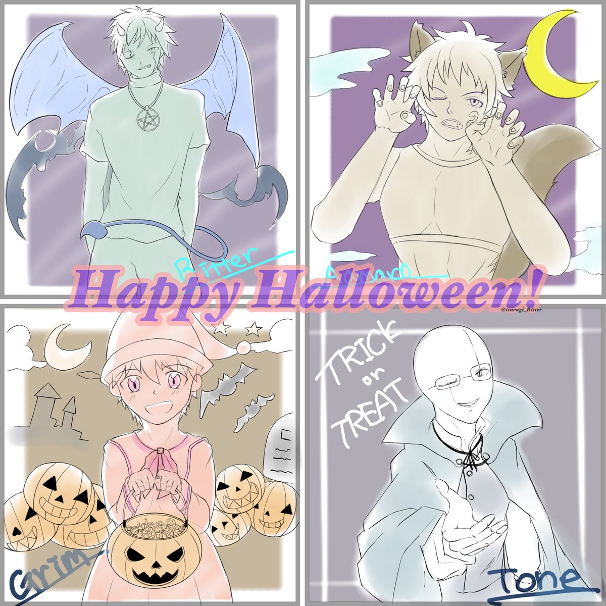 isurugi_Bitter's tweet photo. #戦時中博士 
うちの子たちでハッピーハロウィーン！ https://t.co/VlsvH2bT3V