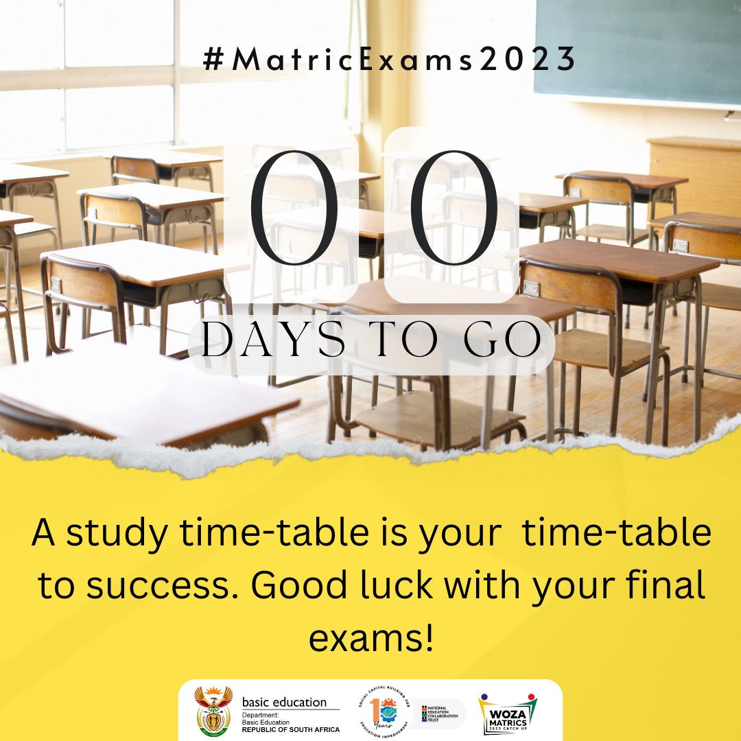 Wishing you all the best with your final examinations class of 2023. Do your best! #SmartIsTheNewCool #CommittedToEducation #SecondChance #DBEmatricsupport #DStv #Openview #DBE #MatricExams #Matric2023 #Matricfinals #matriculation #WozaMatrics