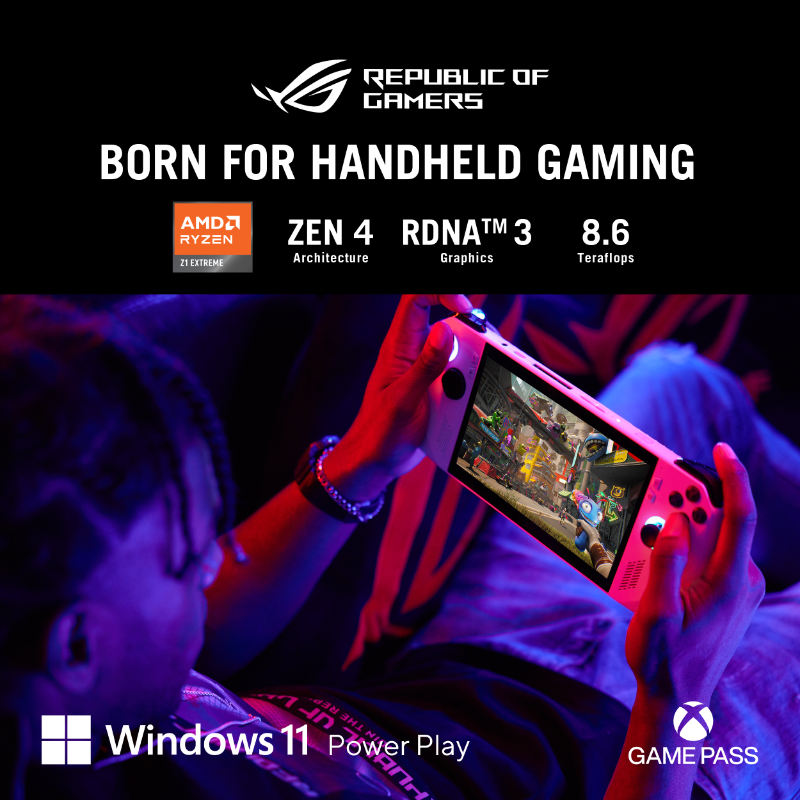 ASUS_za's tweet photo. Game On the Go: Unleash ROG Ally's AMD Ryzen Z1 for PC Library, Anytime, Anywhere!

#ROGAlly #playALLYourgames #Windows11 #PowerPlay