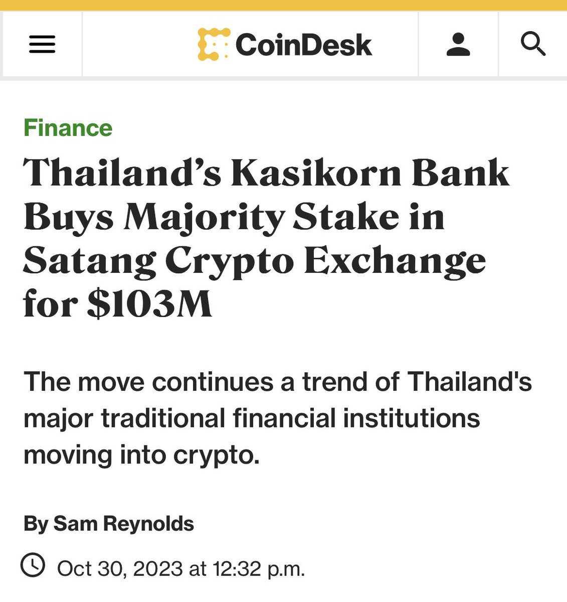 EmUdomsak's tweet image. Thank you @CoinDesk for sharing my thoughts on Kbank taking over #SatangCorp
“K-Bank is intensifying its efforts in the cryptocurrency sector, positioning itself alongside SCB. They are keen on offering a full spectrum of crypto services permitted in Thailand,” Udomsak…
