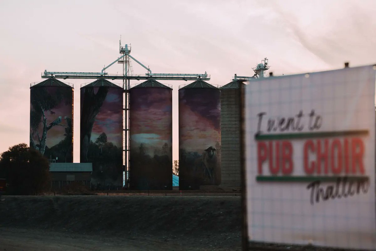 My crew and I drove 6 hours (9 hours with bushfire smoke detours) west of Brisbane to Thallon for a sing. Around 50 people live in town. 370 came out for a sing with me at sunset. Music is magic.