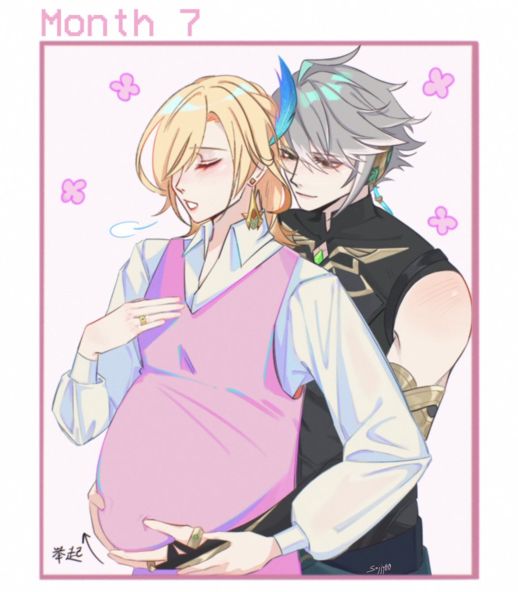 sojjy00's tweet photo. My piece for #haikavehbb @Haikavehbb 🫶🏻🫶🏻 
Had so much fun drawing outside my comfort zone (and pregnant kaveh )🥰🫶🏻 really have a soft spot for parental/ fluffy Alhaitham + Kaveh content 🥹

🔗 to the fic https://t.co/XqQOtMMMFL https://t.co/pe6VOyxyq0