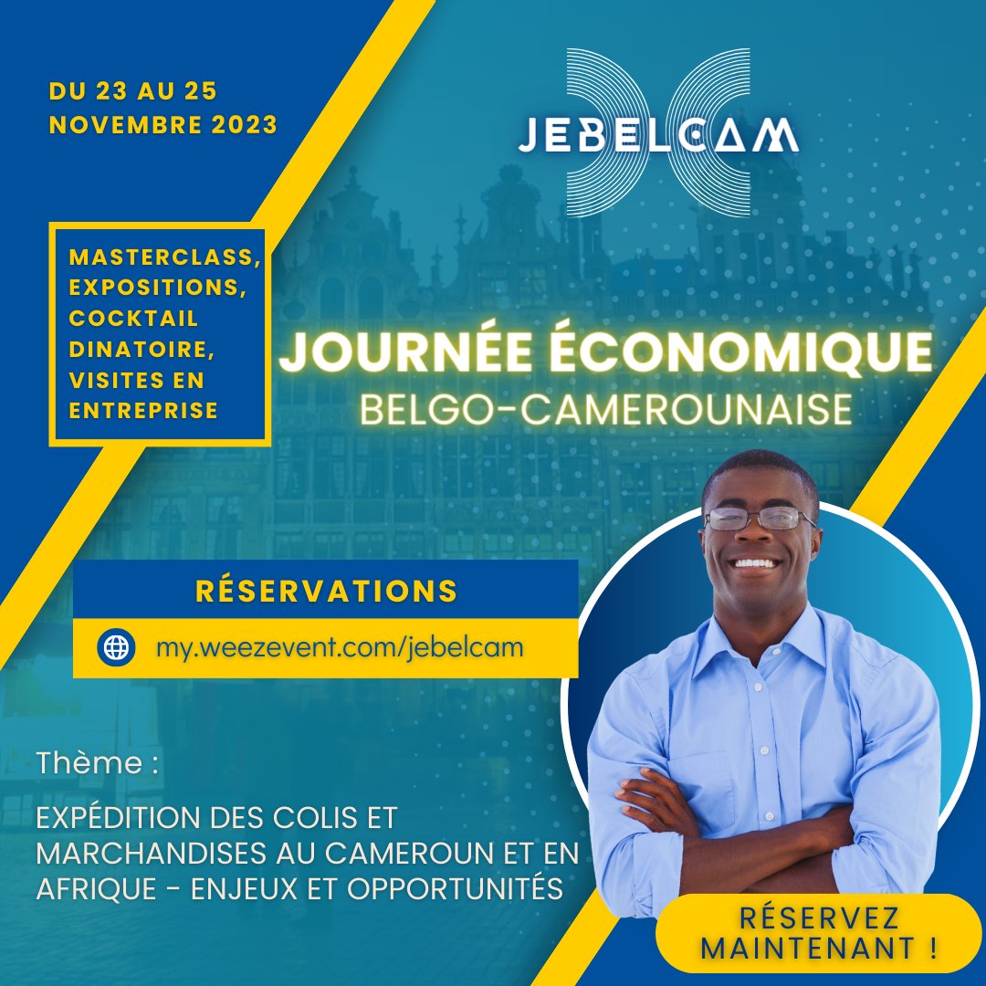 ccic_chambre's tweet photo. La CCIC a le plaisir de vous inviter à participer à notre prochaine Journée Économique Belgo-Camerounaise qui se déroulera du 23 au 25 novembre à Bruxelles.

🎯 Voici le lien pour la réservation

https://t.co/i8euYK0uTQ https://t.co/SoTEaxDY3l