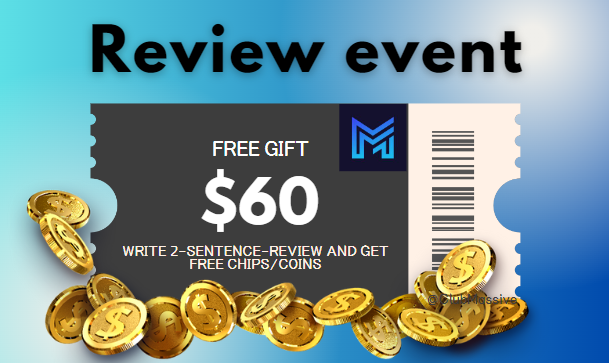 ClubMassive's tweet photo. 🎉 Join Our Review Event  🎮

Share your thoughts on the game, and you could be the lucky winner of $60 in chips or coins. Here's how you can participate:

👍 1. Like and Retweet this event announcement. 
🌟 2. Write a short two-sentence review highlighting the strengths of Massive Gaming. And share it on twitter with a screenshot of your gameplay, (HOS, HOB, or HOP, the games you enjoy the most.)

We'll randomly select one participant to receive the prize. Please remember that any malicious or offensive content will lead to disqualification from the winner selection.

Don't miss out! Event Period: 10/31 - 11/20 🗓️

Get ready to play, review, and win! 🏆🎁 #MassiveGamingEvent #freecoin