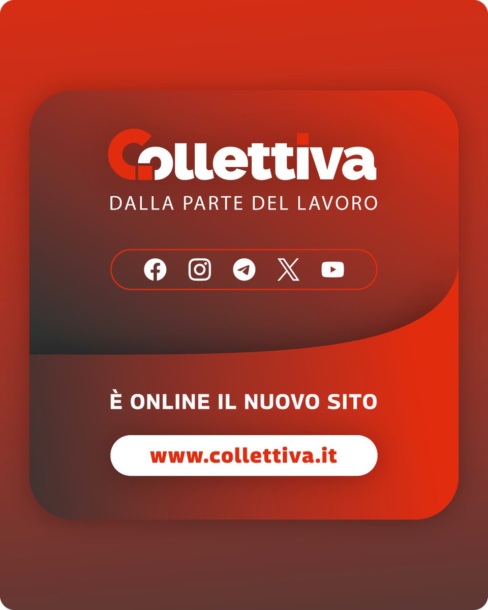 🟥 COLLETTIVA.IT
Siamo online con il nuovo sito!

Più notizie, video, reportage, podcast e una nuova veste grafica. Rimani sempre aggiornato sui tuoi diritti, Collettiva è dalla parte del lavoro!