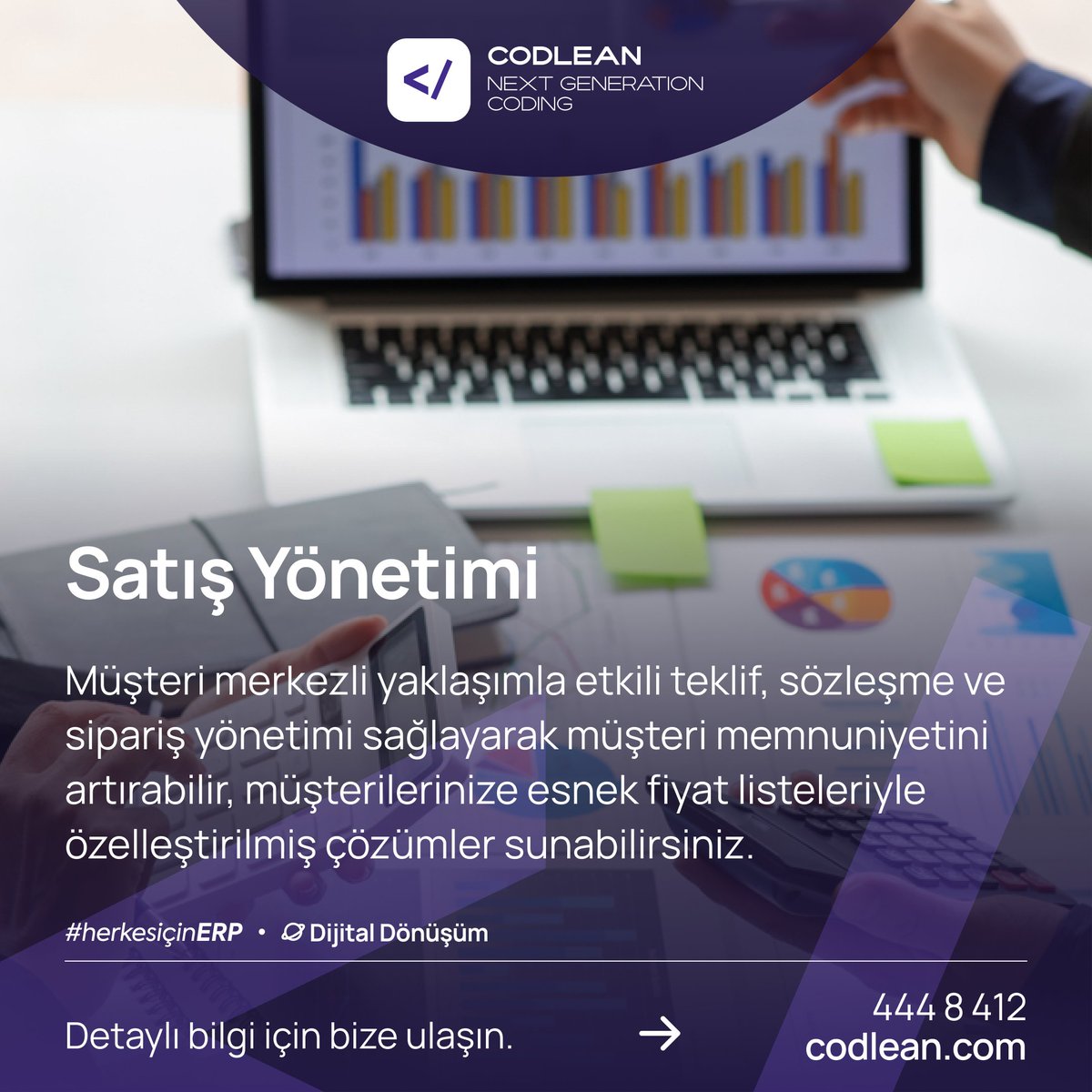 Müşteri merkezli yaklaşımla etkili teklif, sözleşme ve sipariş yönetimi sağlayarak müşteri memnuniyetini artırabilir, müşterilerinize esnek fiyat listeleriyle özelleştirilmiş çözümler sunabilirsiniz. 

#satışyönetimi #satışstratejileri  #yazılımçözümleri #yazılım #codlean