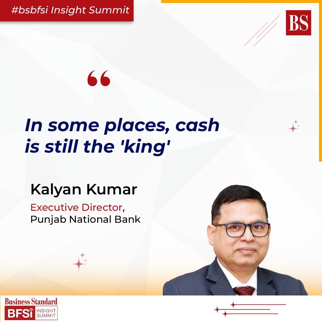 bsindia's tweet image. #bsbfsi Insight Summit | In some places, cash is still king for multiple reasons - limited infrastructure, cultural preferences and the cash is tangible, says Kalyan Kumar of @pnbindia

shorturl.at/uAF78

#digitalpayment #digitalindia #bfsi