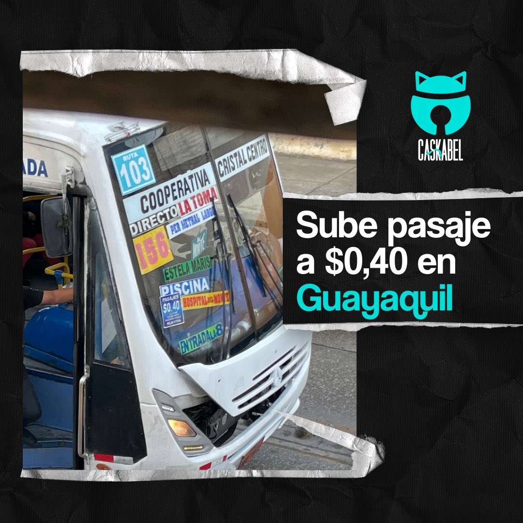CaskabelDigital's tweet photo. La Federación de Transportistas Urbanos de Guayaquil (FETUG) anunció que a partir del 30 de octubre, los pasajes de bus serán aumentados a $0,40 marcando un incremento de 10 centavos desde la tarifa anterior.

#guayaquil #transportepublico #pasaje #precio #bus https://t.co/d7LOoVKFQh