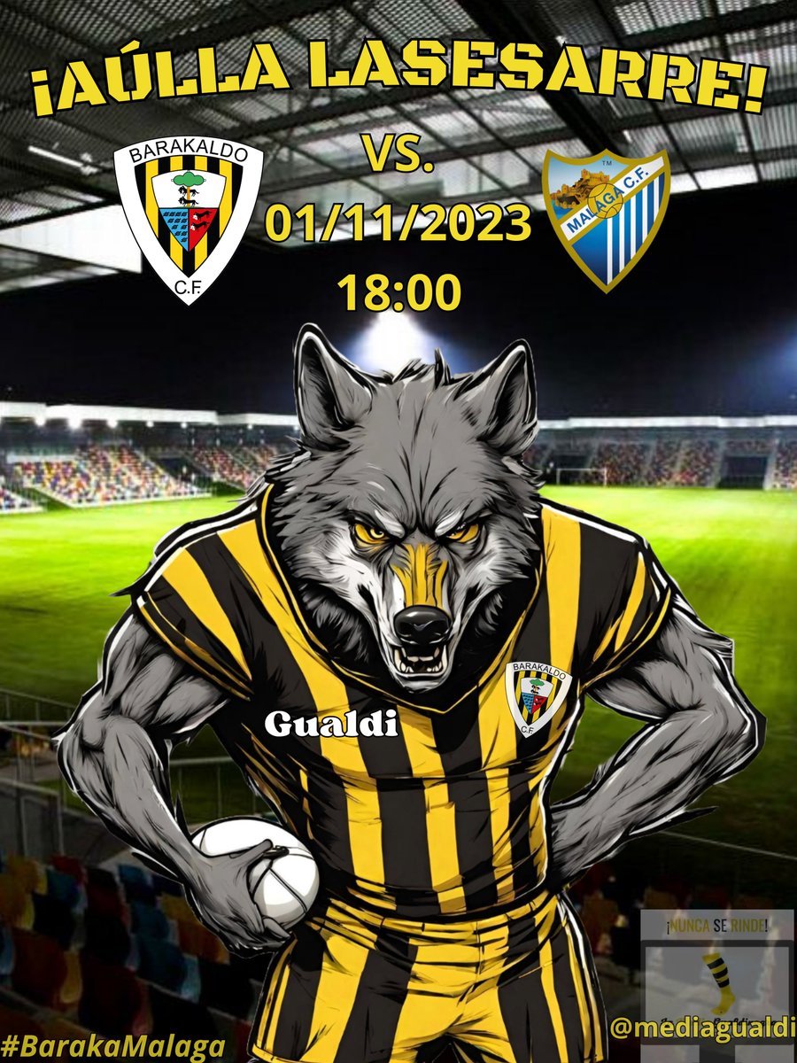 ¡AÚLLA LASESARRE!

<a href="/BarakaldoCF/">Barakaldo C.F.</a>  -  <a href="/MalagaCF/">Málaga CF</a> 

🏟️ #Lasesarre 
🗓️ 01 NOVIEMBRE 2023 
⌚️ 18:00

<a href="/copadelreyRFEF_/">Copa del Rey</a>

#BarakaMalaga #NosVamosDeCopas