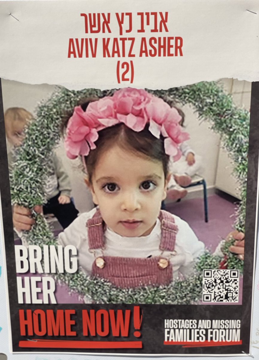 This is Aviv. A beautiful little Israeli girl, who is just 2 years old.

On Oct 7th, she was kidnapped from her home in southern Israel by Hamas terrorists and abducted to Gaza.

I cannot even fathom how terrified she must be.

Bring Aviv back!

#BringThemHomeNow