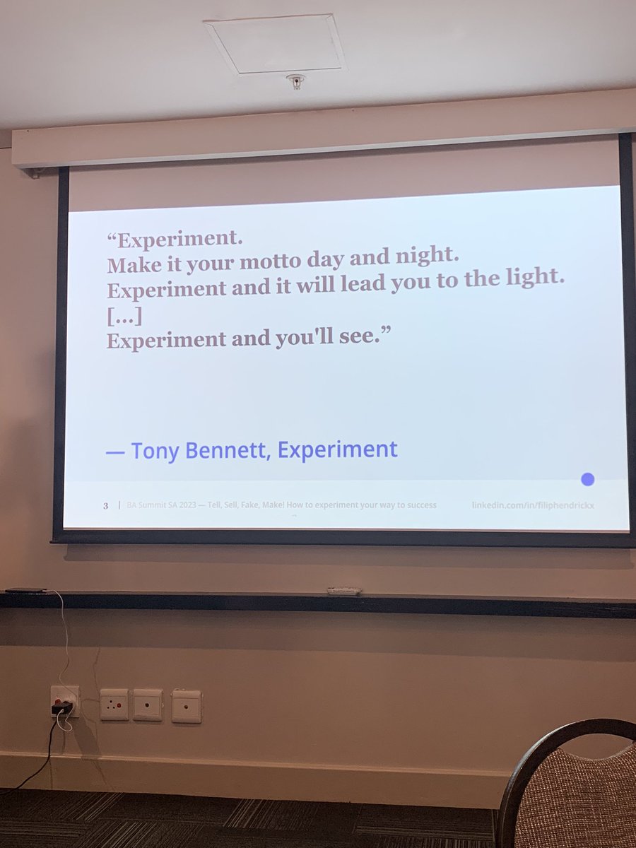 Always experiment! Next up <a href="/basummitsa/">Business Analysis Summit</a> #BASummitSA