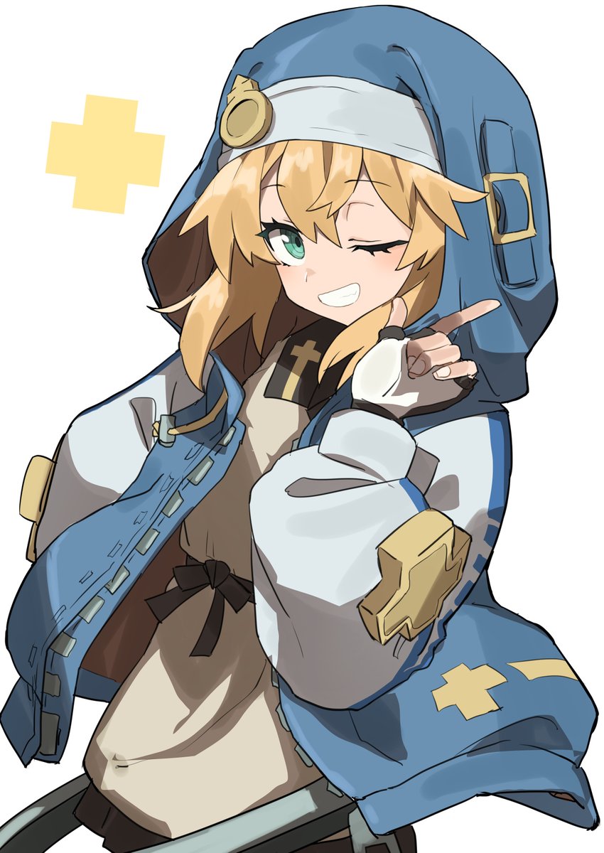 bridget (guilty gear) 1boy male focus one eye closed otoko no ko fingerless gloves blonde hair gloves  illustration images