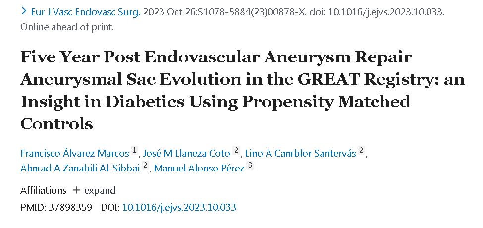 BibliotecaHUCA's tweet photo. PubMed- https://t.co/FxDj3Wg0Uq Five Year Post Endovascular Aneurysm Repair Aneurysmal Sac Evolution in the GREAT Registry: an Insight in Diabetics Using Propensity Matched Controls @HUCA_Asturias #publiHUCA #Angiology #VascularSurgery https://t.co/12gcz1qYvu