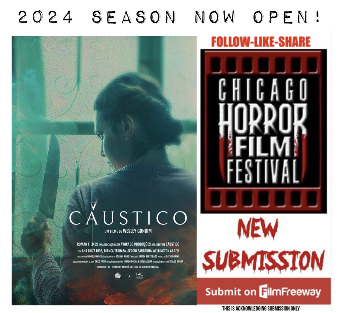 📢THE 2024 SEASON IS OPEN! 🎥 SUBMIT YOUR FILM: filmfreeway.com/ChicagoHorrorF… #filmfestival #festival #horror #shortfilm #horrormovie #opencall #contest #videocontest #FilmFreeway #indiehorror #indiemovie #horrorshort #shorthorror #horrorfeature #chicagofilmmakers #horrorfan