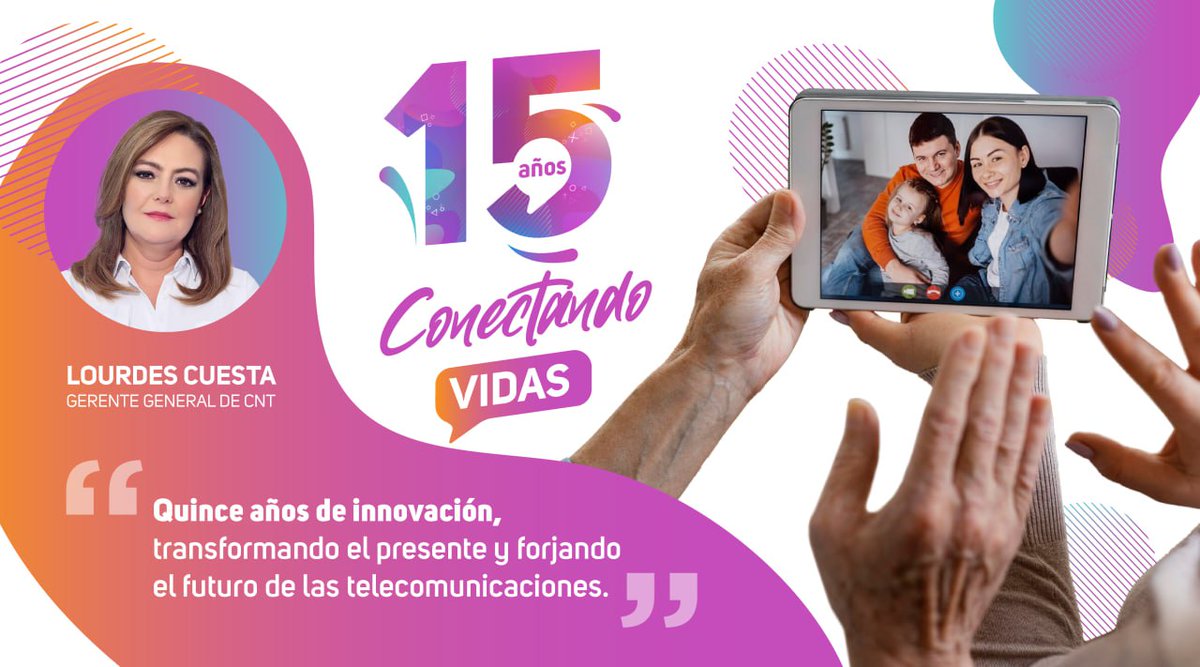 Hoy celebramos 15 años de compromiso inquebrantable con la excelencia y la innovación en @CNT_EC. A lo largo de esta travesía hemos transformado no sólo la forma en que las personas se comunican, sino también, la manera en que experimentan el mundo digital. #15AñosConectandoVidas