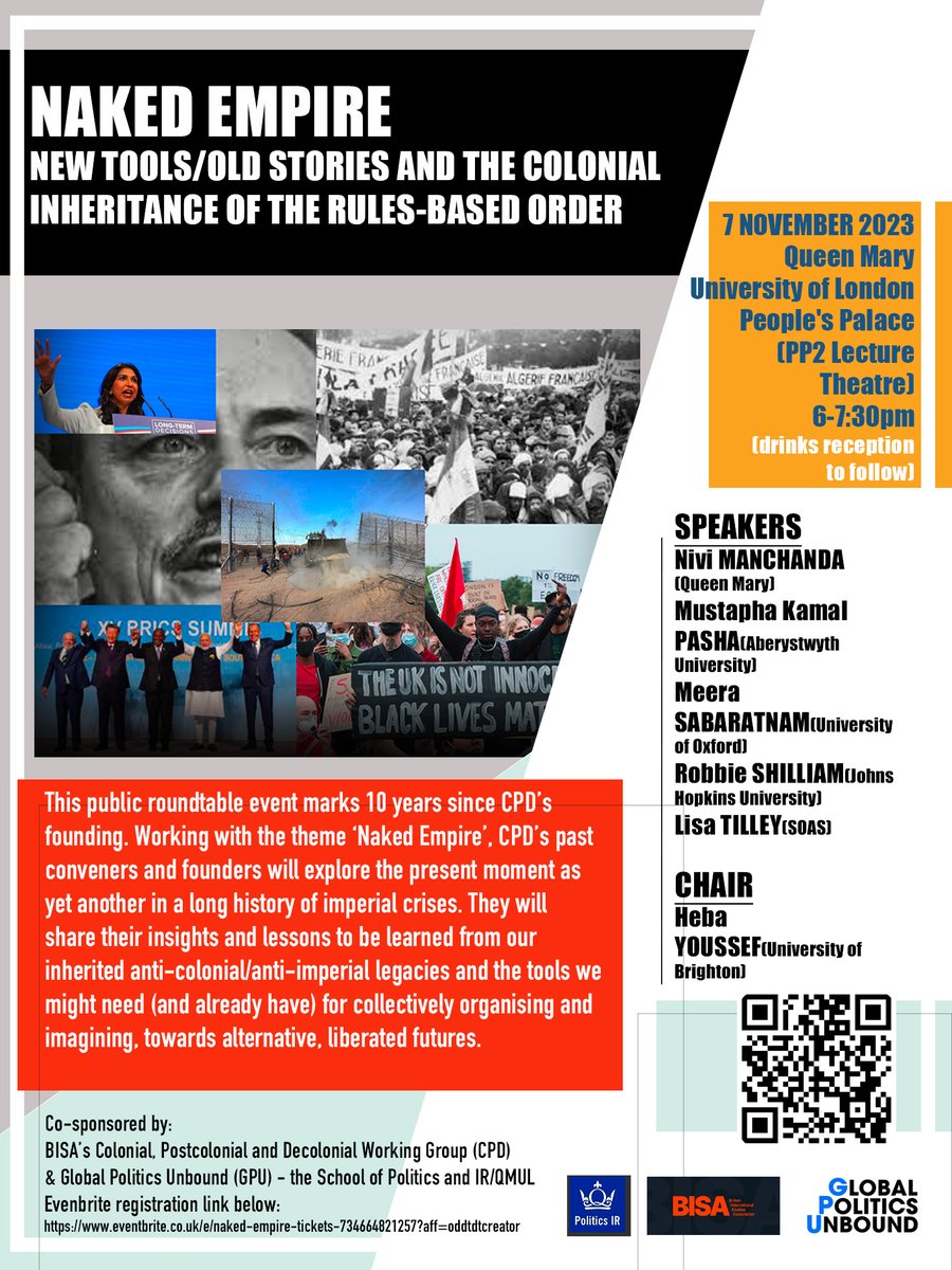 You are warmly invited to Naked Empire, a public roundtable marking BISA CPD’s founding. 
7 November, 6pm at QMUL. Further details below: