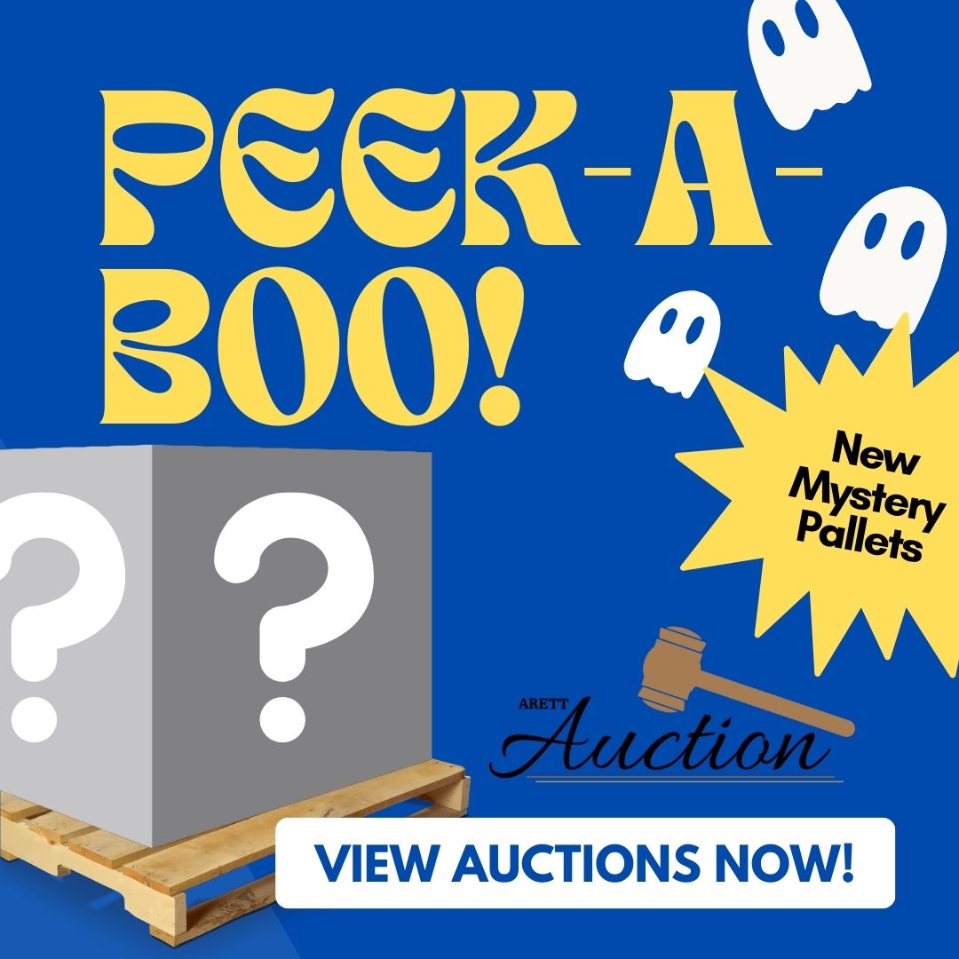 PEEK-A-BOO! 👻 🎃 It's a new week which means we have new spooktacular mystery pallets up for bidding! You might find something you like! Bid Now and SAVE!

Link: arettopenhouse.com/auctions/

#PeekABoo #ArettAuction #ArettSales #B2B #HappyBidding #BidNow