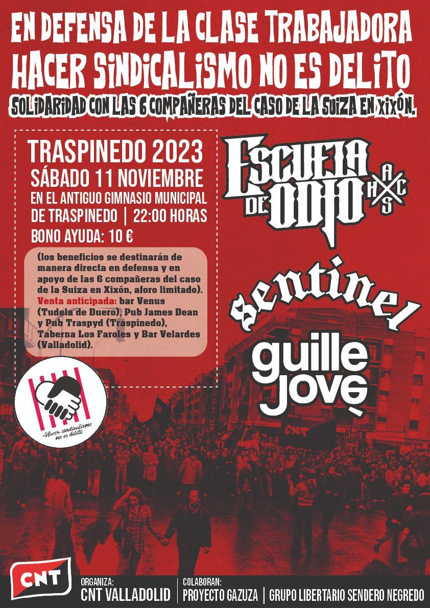 CNTValladolid's tweet photo. 🔴⚫ Fila Cero para quien no pueda ir, pero quiera apoyar. Para apuntarse, transferencia: ES41 1550 0001 2300 1286 3825 (Fiare), o en efectivo, en el sindicato en horario permanencia (lunes,martes, miércoles, jueves de 19:00 a 20:30 y martes de 11:00 a 12:30) https://t.co/9MLbfPBIhz