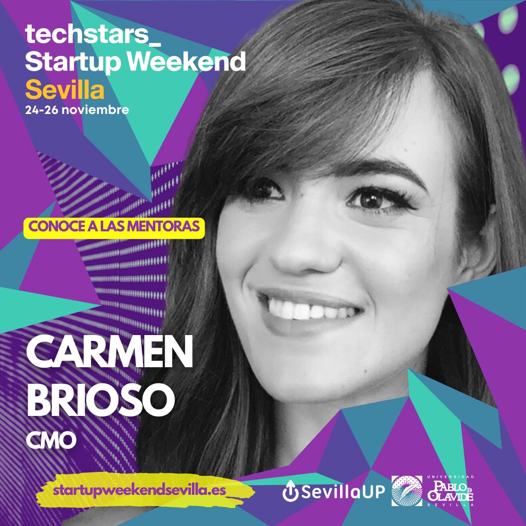 ¿Conoces a Carmen Brioso?
Es #CMO Directora de #Marketing y formará parte del increíble equipo que mentorizará los proyectos durante el próximo #StartupWeekend #Sevilla.
Si ya tienes tu entrada, puedes buscarla en Linkedin, sino... ¿a qué esperas?
StartupWeekendSevilla.es