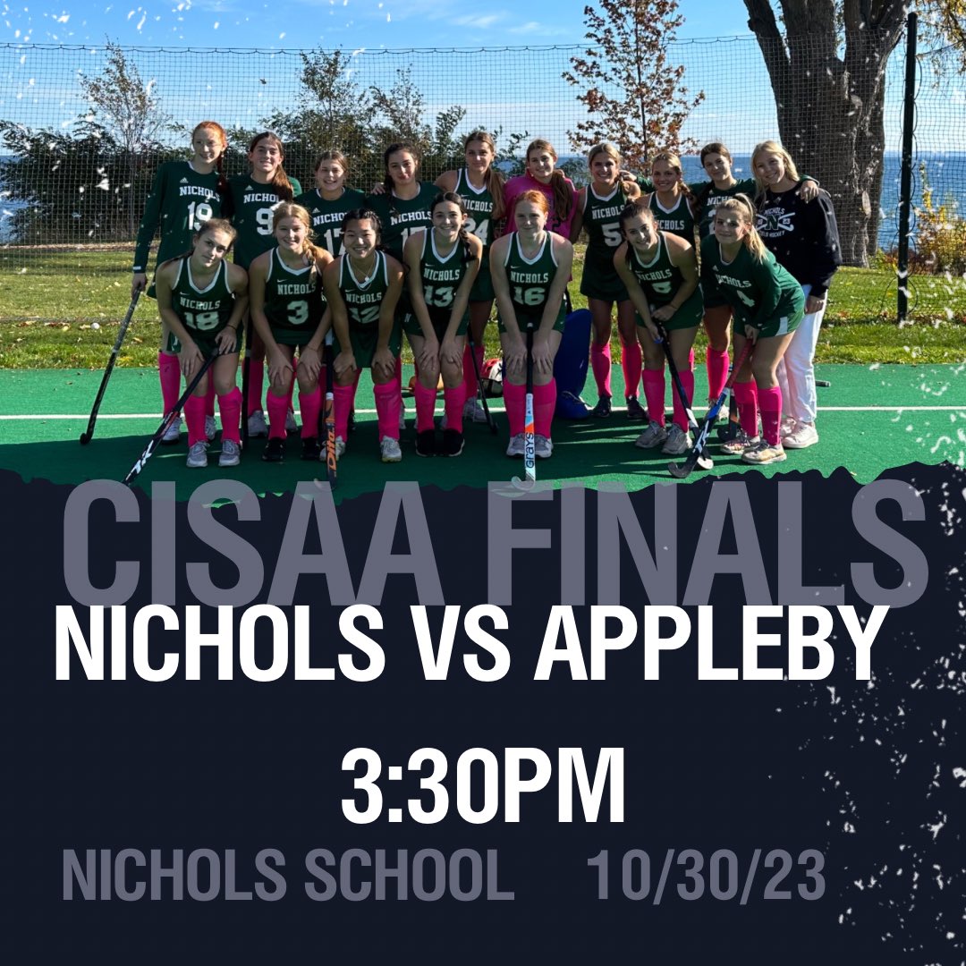 Nichols hosts Appleby College in their League Championship today at 3:30

 <a href="/NicholsVikings/">Nichols Athletics</a> <a href="/NicholsSchool/">Nichols School</a> <a href="/bufnewspreptalk/">BuffaloNewsPrepTalk</a> <a href="/Section6FH/">Judy Otto</a> <a href="/maxfieldhockey/">MAX Field Hockey</a> <a href="/NFHCA/">NFHCA</a> <a href="/StampedeFH/">Williamsville Stampede Field Hockey</a>