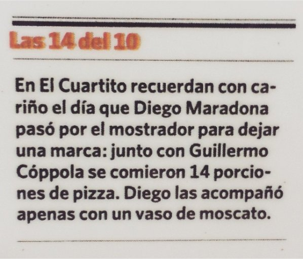 El flan y la pizza sale de la anécdota de El Cuartito