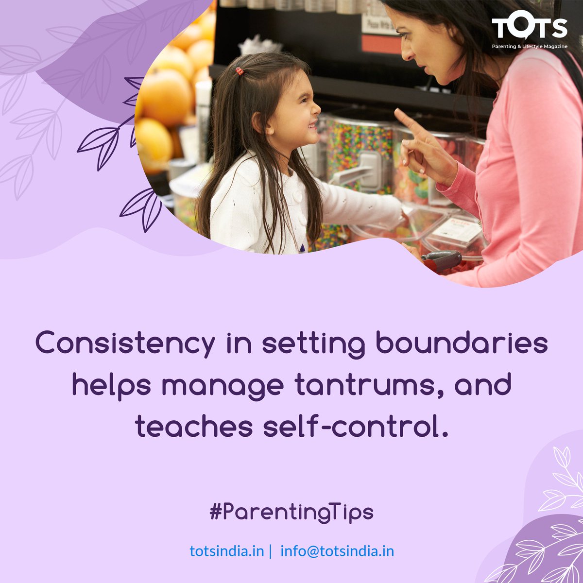 Consistency is key in tantrum management. Set clear boundaries and stick to them. Every moment of consistency is a step towards your child's growth. Let's create confident, resilient children! Share your insights! 💪❤️ #ParentingTips #PositiveParenting #TOTSIndia