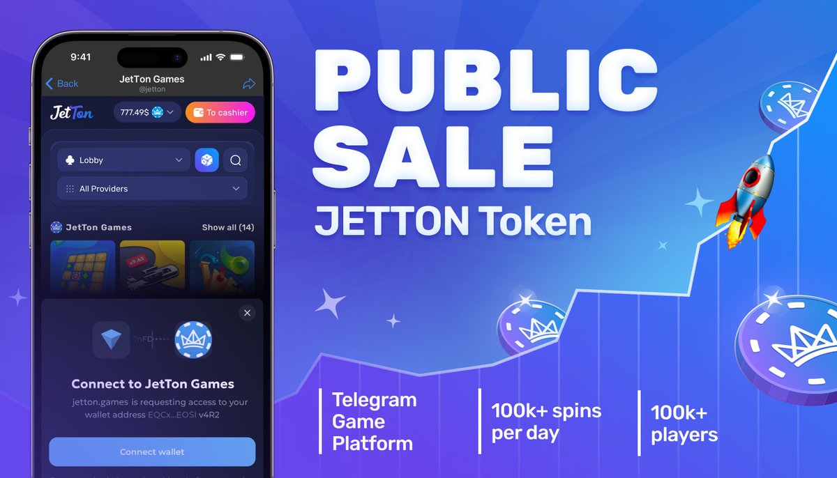 🚀Our unique gaming token $JETTON is ready for public sale! 🔽Don't miss the opportunity to be the first to acquire the $JETTON token in the public sale! Learn more/Buy🔗jetton.investments/en #PublicSale #GameFi #Investing #Giveaway #Invest #Blockchain #TokenSale #JetTonGames
