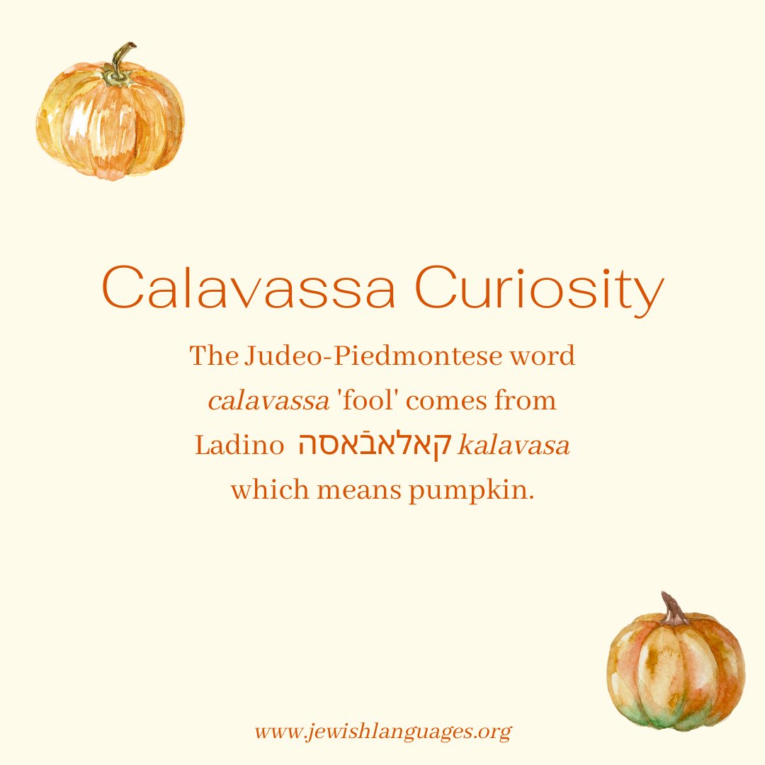 Seeing a few #pumpkins around this week? 🎃 Here's a Fun Fact #fromthevault that explains what the #Ladino word for this gourd is doing in Judeo-Piedmontese. You can learn more about Judeo-Italian and its dialects at jewishlanguages.org/judeo-italian.
<a href="/HUCJIR/">Hebrew Union College-Jewish Institute of Religion</a>