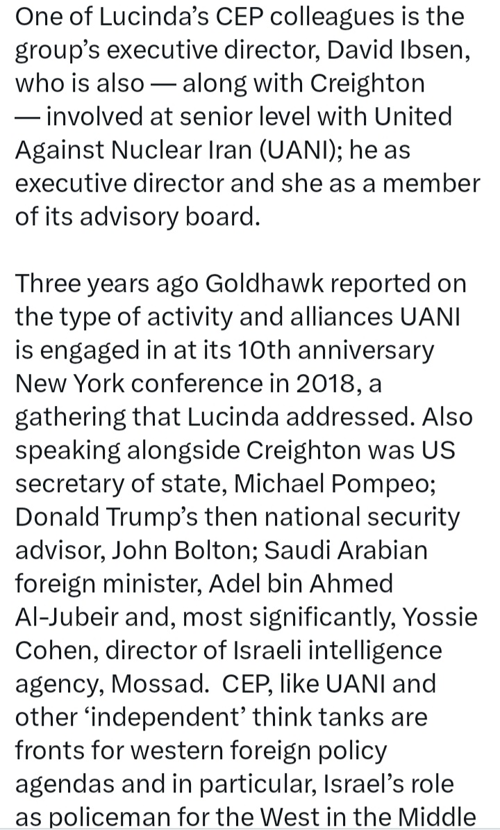 Iskesullas's tweet photo. Disgraceful attack by Creighton on the UN Secretary General. She works for a dodgy Mossad-linked 'think thank' but there is no mention of this conflict of interest in @businessposthq. Do we really need to hear from this amoral shill parroting Netanyahu?
https://t.co/cubaxmtnJ2 https://t.co/FqNvSvEOWJ