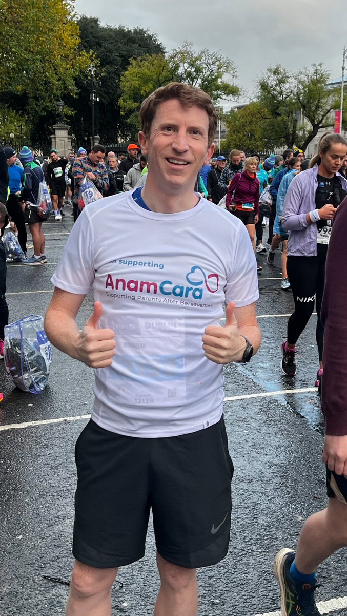 I ran the Dublin City Marathon yesterday in support of Anam Cara, a great charity that provides support for bereaved parents 
Please make any donation directly to Anam Cara via this link 

anamcara.ie/donations/dona…

#IrishLifeDublinMarathon @AnamCaraSupport