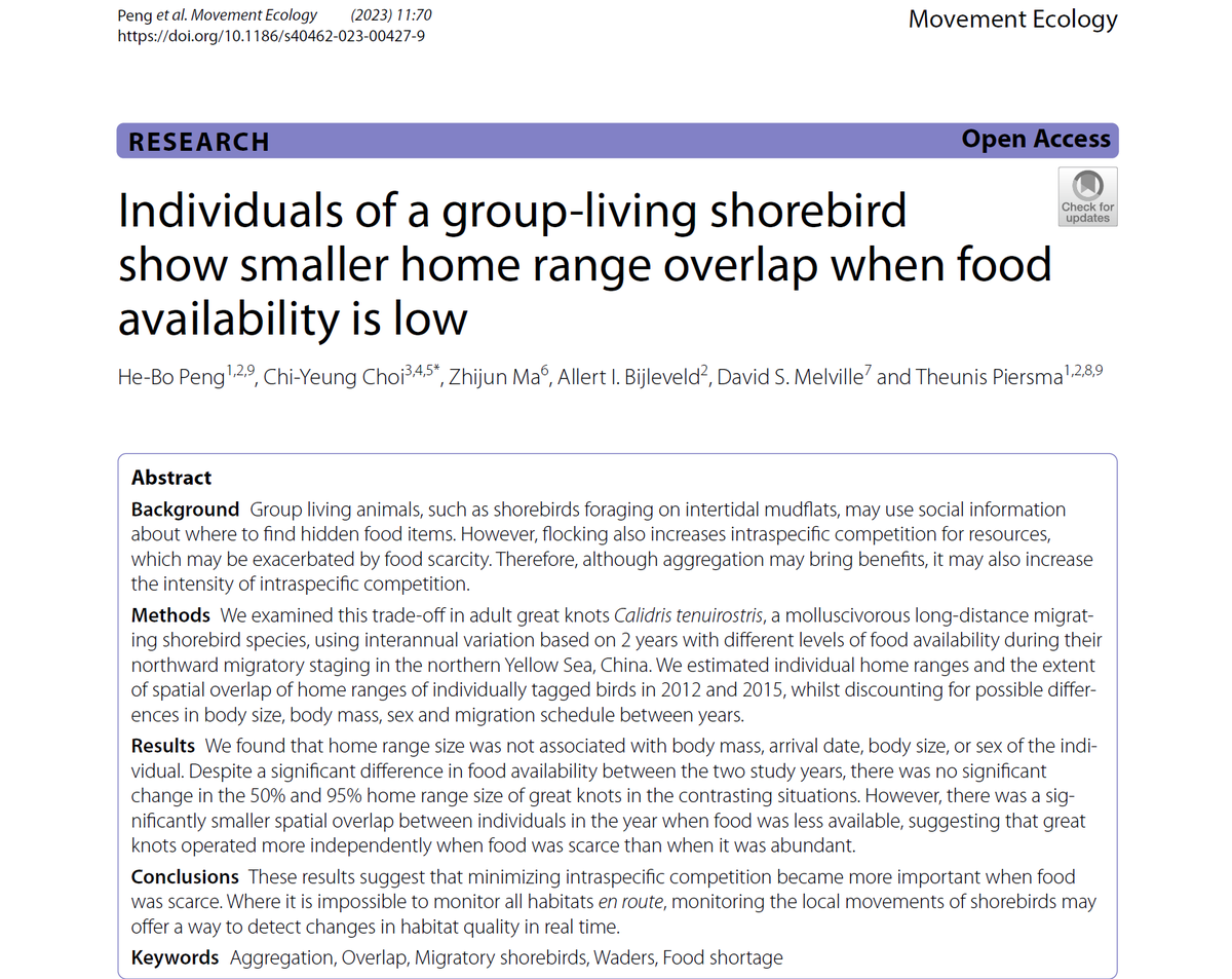 The #benthic fauna of the protected intertidal flats of Yalu Jiang in N #YellowSea, China, has shown stark changes in recent times . Migratory #shorebirds relying on these food resources have to adjust. That they do is shown by great #knots. #OpenAccess …ementecologyjournal.biomedcentral.com/articles/10.11…