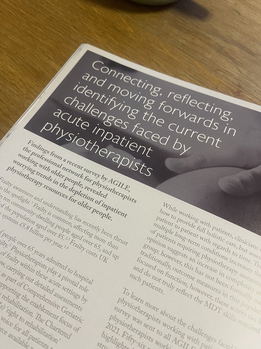 dementia_physio's tweet photo. Great to see our article on inpatient therapy staffing is now in print in this months issue of @GeriSoc Agenda!

@FinneganSusanne &amp; @KerryHuntPhysio, it has been a pleasure working with you on this ❤️ https://t.co/dkOmihNk4k