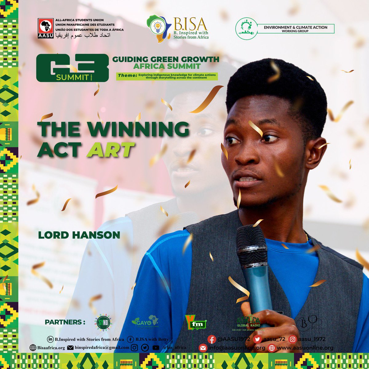 bis_africa's tweet photo. We are pleased to announce the #winners of the G3 #Storytelling #Competition held at the recent #G3Summit organized by @aasu_72  and @bis_africa. @gayoghana @gayoecoclubs @SYNDGhana @YFMGhanaDotCom https://t.co/uoDzDRSpM9