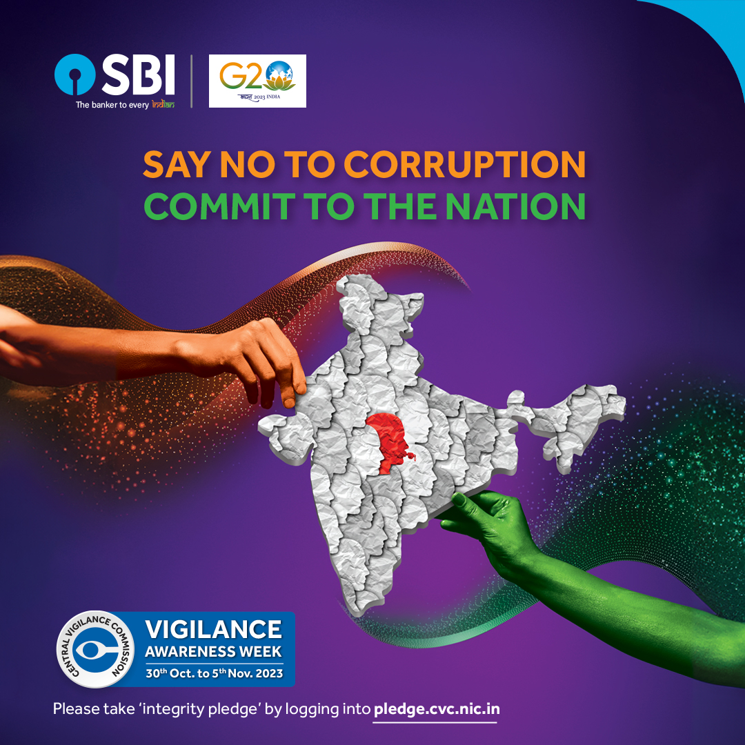 Let us renew our commitment to upholding ethics and combating corruption.

#SBI #VigilanceAwarenessWeek #NoToCorruption