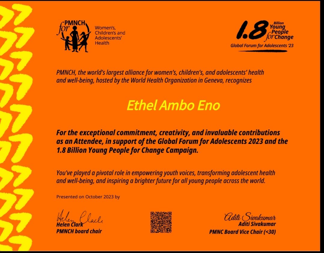 EnoAmbo's tweet image. ...because the youths are the driving force of every nation, their #Health and #Wellbeing has to considered as a #TopPriority. 

I feel honored participating and contributing to this noble cause. 
Thanks @PMNCH for the recognition. 

#1point8forChange