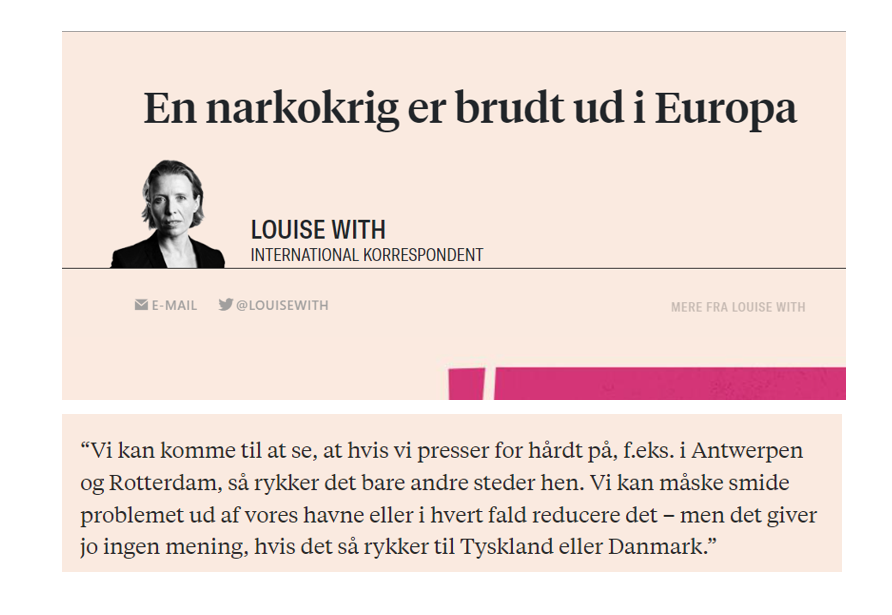 Det her er #dkpol nødt til at tage alvorligt. 
Narkokartellerne har desværre gjort deres indtog i de største europæiske havne. 
Stor risiko for spredning, hvis vi ikke tager de nødvendige skridt i tide - både behov for DK og EU indsats.

borsen.dk/nyheder/perspe…