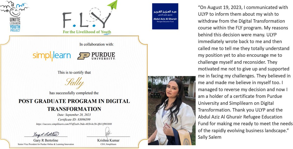 ULYP's tweet photo. #Education #hope #ulyp #UniteLebanonYouth #refugeeeducation #AGFE #employment #abdulaziz_alghurair_refugee_education_fund #Simplilearn https://t.co/YmsLK4vUNj